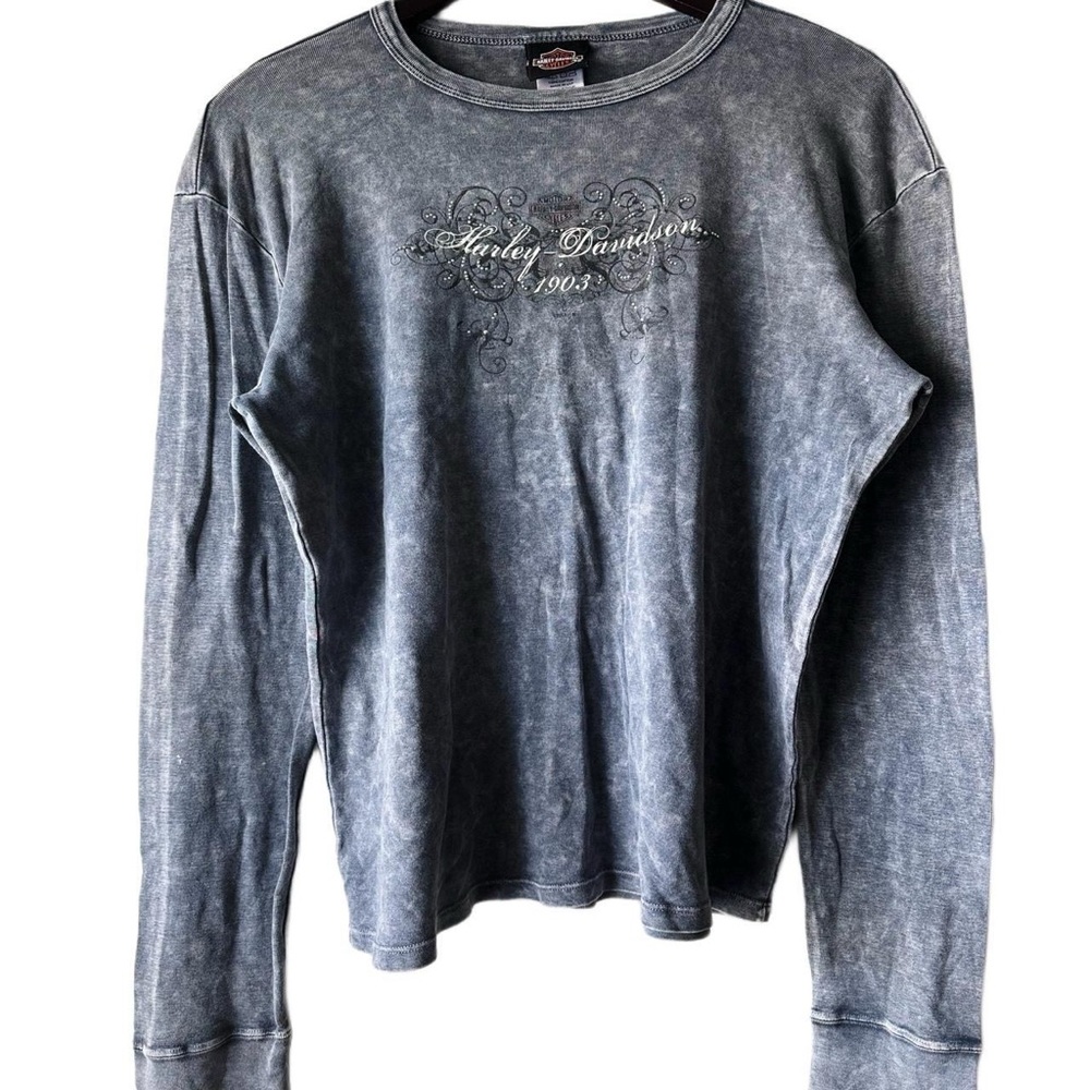 SOLD Y2K Harley Davidson Rhinestones Longsleeve Top JPG Jean Paul Gaultier